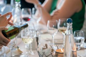 wine glasses on table